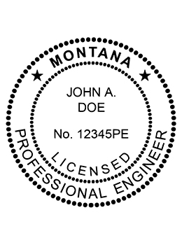 Montana professional engineer rubber stamp. Laser engraved for crisp and clean impression. Self-inking, pre-inked or traditional.