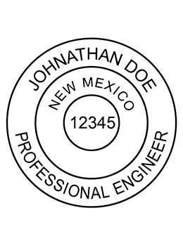 New Mexico professional engineer rubber stamp. Laser engraved for crisp and clean impression. Self-inking, pre-inked or traditional.