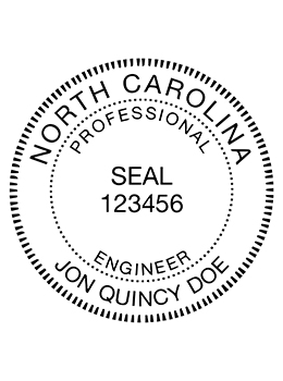 North Carolina professional engineer rubber stamp. Laser engraved for crisp and clean impression. Self-inking, pre-inked or traditional.