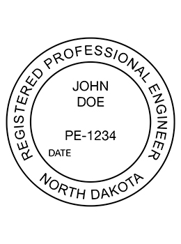 North Dakota professional engineer rubber stamp. Laser engraved for crisp and clean impression. Self-inking, pre-inked or traditional.