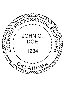 Oklahoma professional engineer rubber stamp. Laser engraved for crisp and clean impression. Self-inking, pre-inked or traditional.