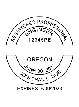 Oregon professional engineer rubber stamp. Laser engraved for crisp and clean impression. Self-inking, pre-inked or traditional.