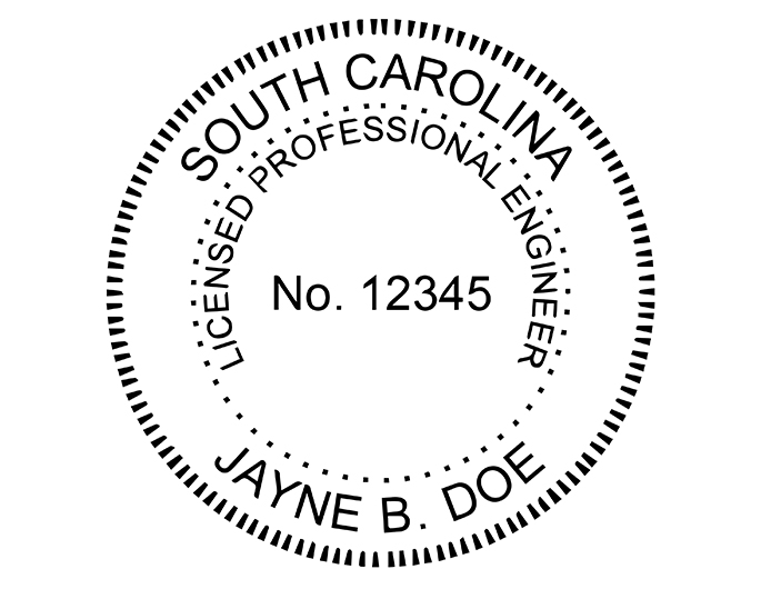 South Carolina professional engineer rubber stamp. Laser engraved for crisp and clean impression. Self-inking, pre-inked or traditional.