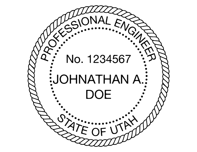 Utah professional engineer rubber stamp. Laser engraved for crisp and clean impression. Self-inking, pre-inked or traditional.