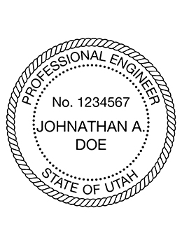 Utah professional engineer rubber stamp. Laser engraved for crisp and clean impression. Self-inking, pre-inked or traditional.