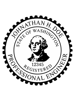 Washington professional engineer rubber stamp. Laser engraved for crisp and clean impression. Self-inking, pre-inked or traditional.