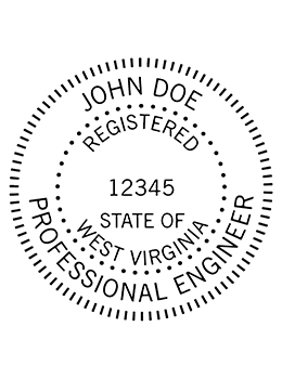 West Virginia professional engineer rubber stamp. Laser engraved for crisp and clean impression. Self-inking, pre-inked or traditional.