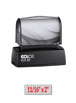 The EOS 30 stamp is a pre-inked stamp made for use on porous surfaces such as regular paper. Impression Area: 11/16" x 2".