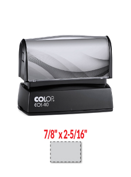 The EOS 40 stamp is a pre-inked stamp made for use on porous surfaces such as regular paper. Impression Area: 7/8" x 2-5/16".