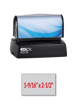 The EOS 55 stamp is a pre-inked stamp made for use on a non-porous surface such as plastic or metal. Impression Area: 1-9/16" x 2-1/2"