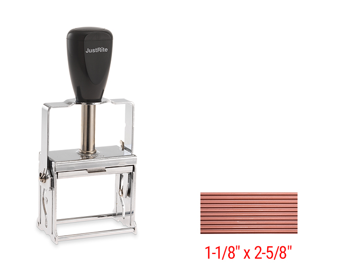 1-1/8" x 2-5/8" RibType self-inking stamp. Heavy duty JustRite stamp with RibType backing.  7 ribs on stamp.