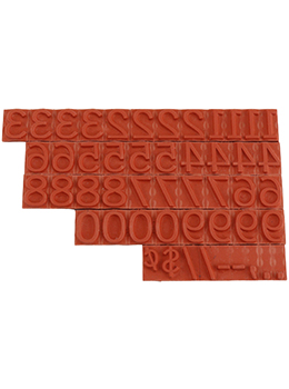 RIBtype FA15  number set.  This set of RIBtype characters comes with 49 total pieces.  3 ribs on the back of numbers and special characters.  Characters are 3/8" tall which is equivalent to 36pt font size.