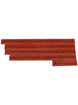 TA10 RIBtype letter / number set.  This set of RIBtype characters comes with 136 total pieces.  2 ribs on the back of characters and numbers.  Characters are 1/8" tall which is equivalent to 12pt font size.