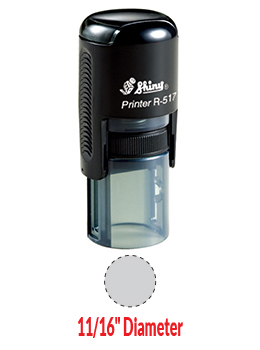 Shiny R-517 round self-inking stamp. Comes with thousands of initial impressions. This stamp is re-inkable, choose from many ink colors.