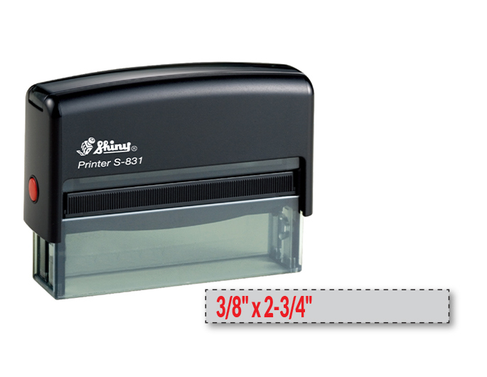 Shiny S-831 self-inking stamp. Comes with thousands of initial impressions. This stamp is re-inkable, choose from many ink colors.