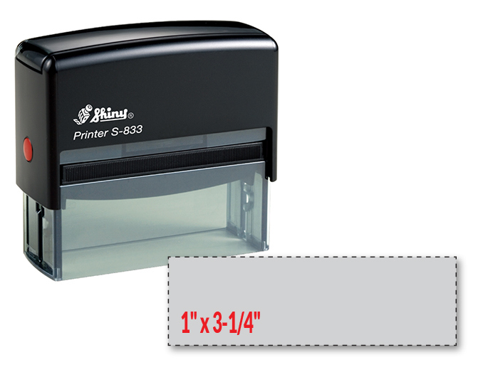 Shiny S-833 self-inking stamp. Comes with thousands of initial impressions. This stamp is re-inkable, choose from many ink colors.