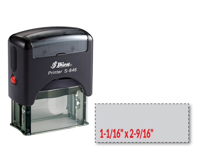 Shiny S-846 self-inking stamp. Comes with thousands of initial impressions. This stamp is re-inkable, choose from many ink colors.