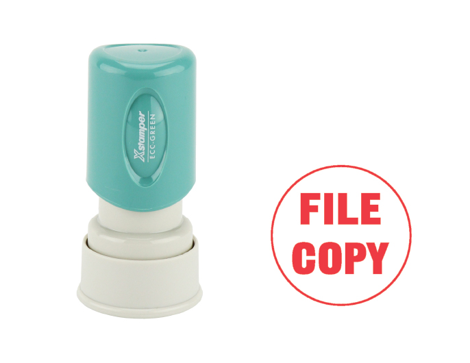 #11411 Xstamper File Copy Round Stock Stamp. The stamp is re-inkable with oil based Xstamper ink. Generally ships out the same day.