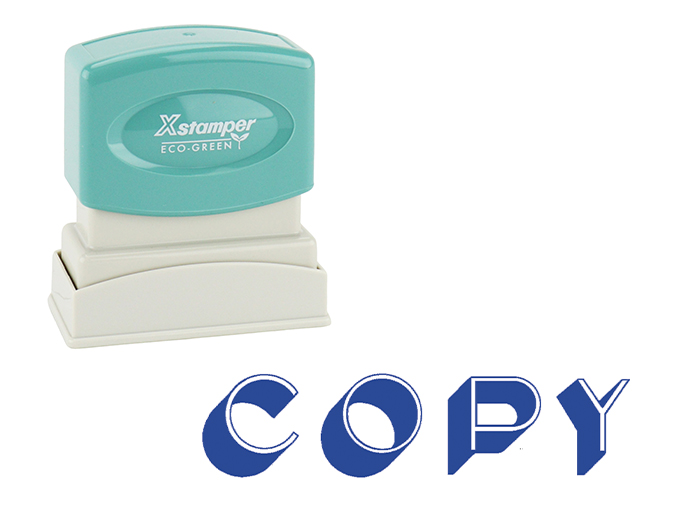 Xstamper #1336 stock stamp. Comes in blue ink. Impression size: 1/2" x 1-5/8". Stamp is re-inkable. Thousands of initial impressions.