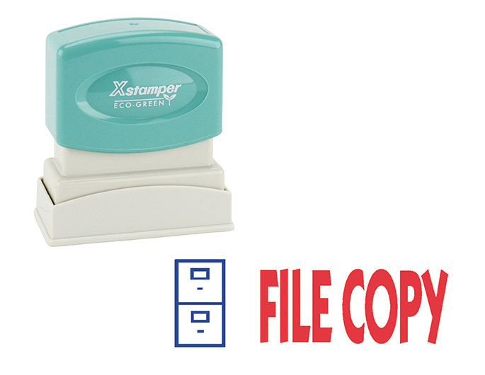 Xstamper #2032 two-color stock stamp. Comes in blue & red ink. Impression size: 1/2" x 1-5/8". Stamp is re-inkable. Thousands of initial impressions.