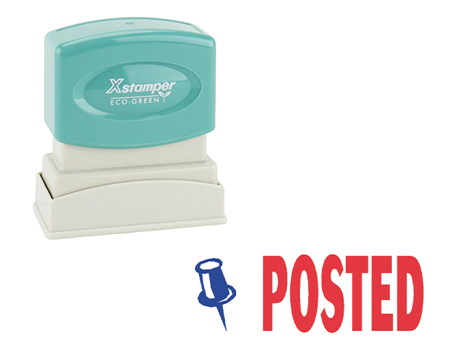 Xstamper #2038 two-color stock stamp. Comes in blue & red ink. Impression size: 1/2" x 1-5/8". Stamp is re-inkable. Thousands of initial impressions.