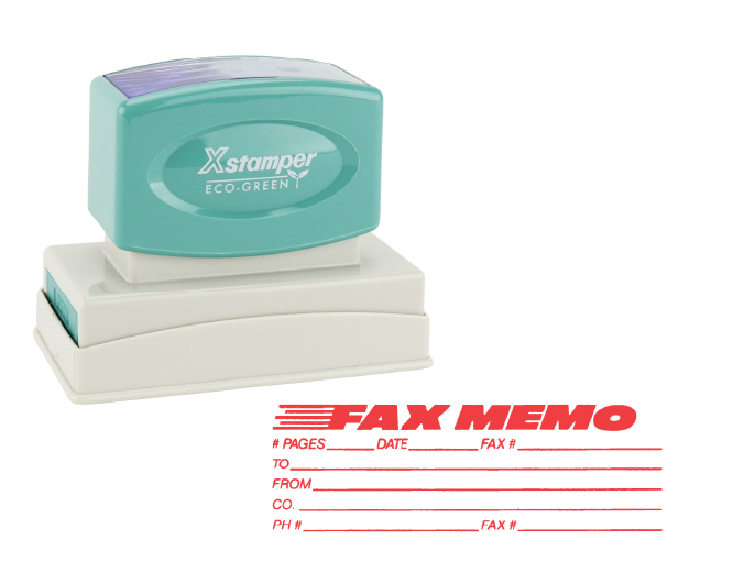 Xstamper #3243 FAX MEMO Jumbo Stock Stamp. The stamp is re-inkable with oil based Xstamper ink. Generally ships out the same day.