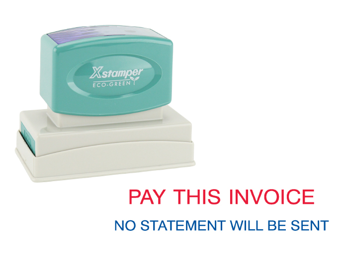Xstamper #3284 PAY THIS INVOICE Jumbo Stock Stamp. The stamp is re-inkable with oil based Xstamper ink. Generally ships out the same day.