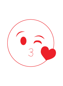 The Xstamper Xpression stock stamp features a kissing face with a heart.  Impression size is roughly 7/8" diameter.  The stamp is re-inkable with oil based Xstamper ink.