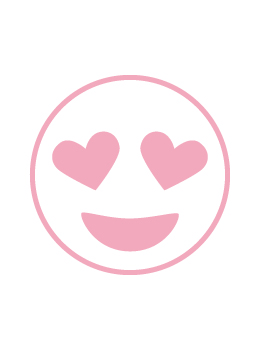 The Xstamper Xpression stock stamp features a happy face with heart eyes.  Impression size is roughly 7/8" diameter.  The stamp is re-inkable with oil based Xstamper ink.