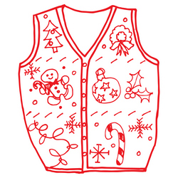 Stamp the Christmas joy with this fun and unique ugly Christmas sweater rubber stamp.  Choose from traditional or self-inking with many ink colors.