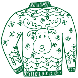 Stamp the Christmas joy with this fun and unique ugly Christmas sweater rubber stamp.  Choose from traditional or self-inking with many ink colors.