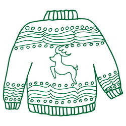 Stamp the Christmas joy with this fun and unique ugly Christmas sweater rubber stamp.  Choose from traditional or self-inking with many ink colors.