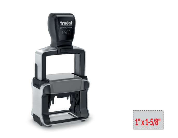 Trodat 5200 professional self-inking stamp is a heavy duty stamp. Stainless steel and high quality plastic deliver a perfect impression.