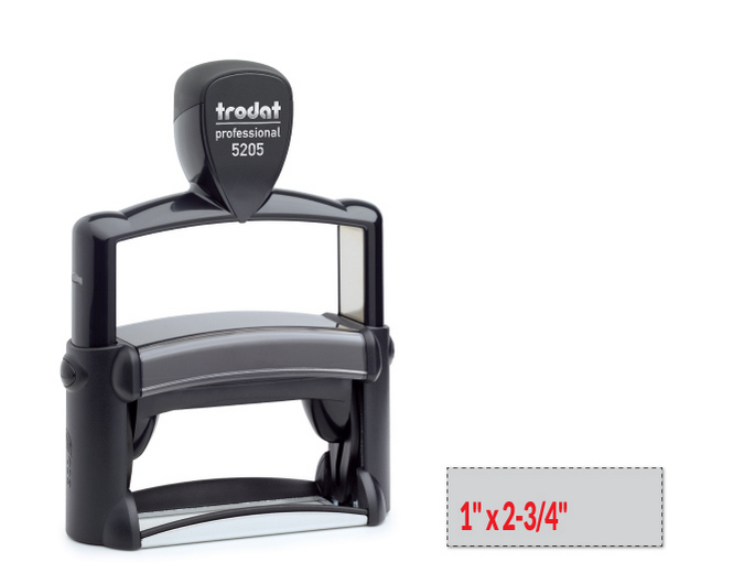 Trodat 5205 professional self-inking stamp is a heavy duty stamp. Stainless steel and high quality plastic deliver a perfect impression.