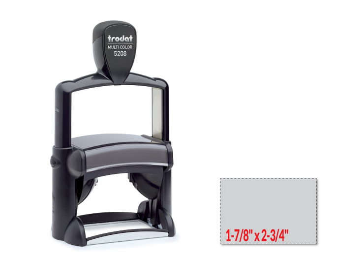 Trodat 5208 professional self-inking stamp is a heavy duty stamp. Stainless steel and high quality plastic deliver a perfect impression.