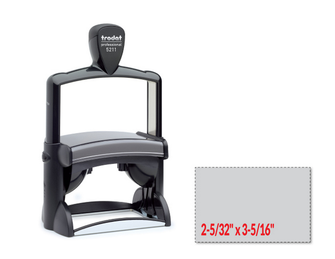 Trodat 5211 professional self-inking stamp is a heavy duty stamp. Stainless steel and high quality plastic deliver a perfect impression.