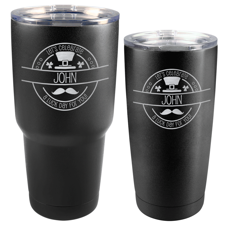 Let's Celebrate St. Patrick's Day Matte Black Tumbler (30 oz or 20 oz)