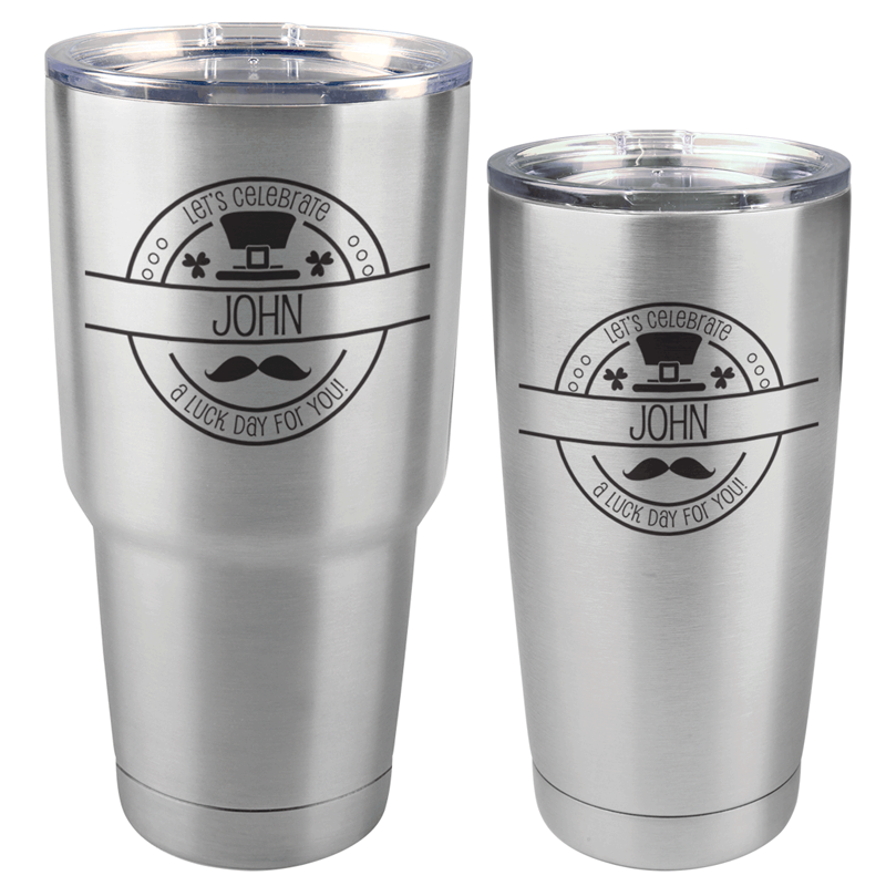 St. Patrick's Day Stainless Steel Tumbler with Custom Name (30 oz or 20 oz)