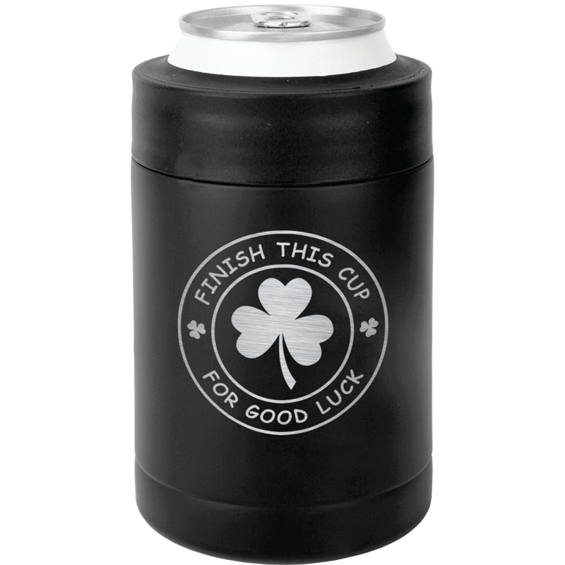 Finish This Cup For Good Luck St. Patrick's Day Can Beverage Holder- Matte Black