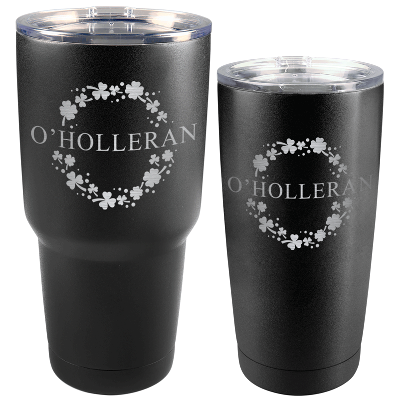 St. Patrick's Day Matte Black Tumbler with Custom Name (30 oz or 20 oz)