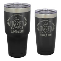Just Married Customized Tumbler - 30 oz or 20 Black Matte Stainless Steel