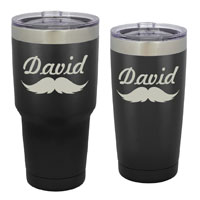 Mustache Customized Tumbler - 30 oz or 20 Black Matte Stainless Steel
