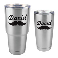 Mustache Customized Tumbler - 30 oz or 20 Stainless Steel