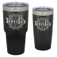 Flower Customized Tumbler - 30 oz or 20 Black Matte Stainless Steel