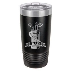 Dad golf bag tumbler is perfect for the golf course and dad in your life.  Laser engraved tumbler will be sure to leave a great impression.
