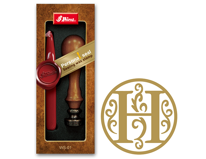 Letter H wax embossing seal.  Stock kit comes with genuine wood handle, stock letter die and high quality Scottish sealing wax stick.