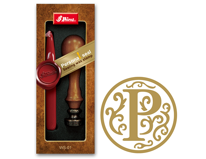 Letter P wax embossing seal.  Stock kit comes with genuine wood handle, stock letter die and high quality Scottish sealing wax stick.