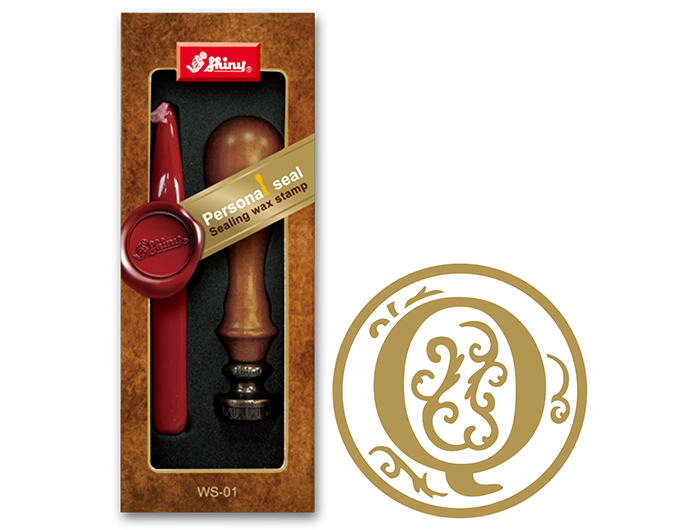 Letter Q wax embossing seal.  Stock kit comes with genuine wood handle, stock letter die and high quality Scottish sealing wax stick.