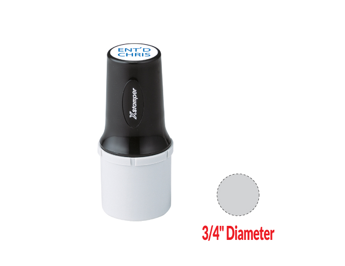 This stamp is ideal for marking any slick or hard to mark surface such as metal, glass, plastic, leather, gloss paper. Impression Size 3/4" diameter