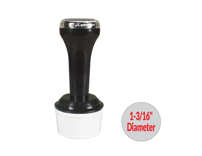 This stamp is ideal for marking any slick or hard to mark surface such as metal, glass, plastic, leather, gloss paper. Impression Size 1-3/16" diameter